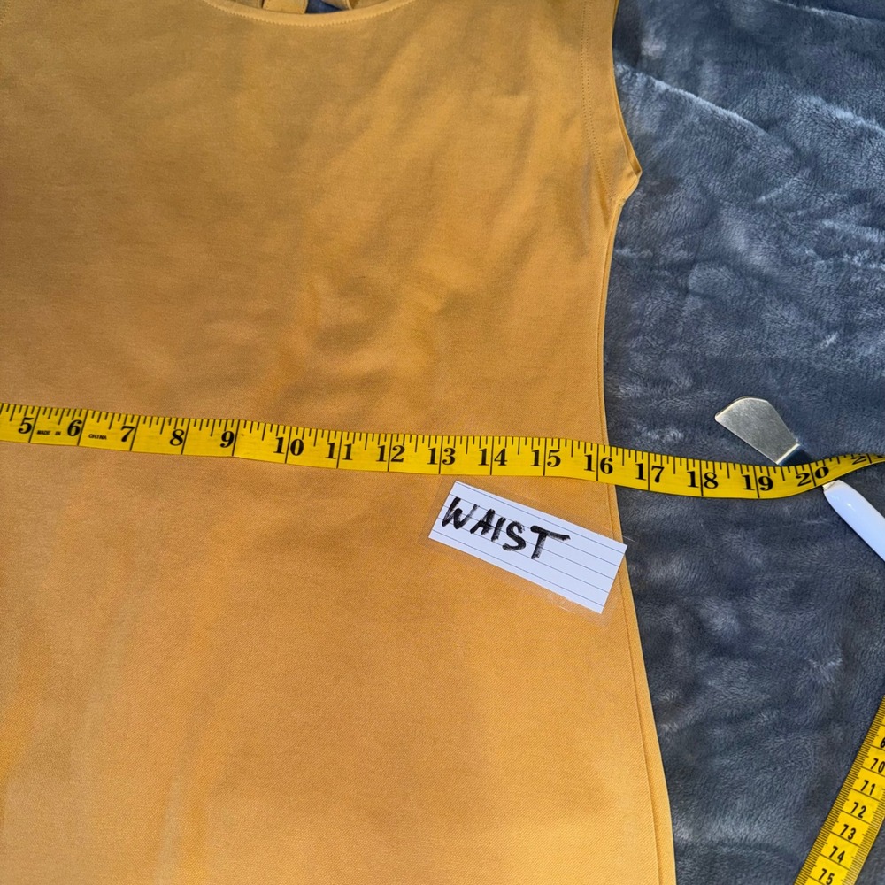 Sigrid Olsen Shift Dress XS Mustard‎ Golden Yellow Sleeveless Modal Blend Casual - Picture 8 of 8
